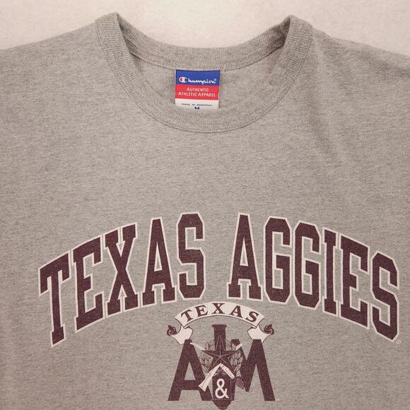 Champion Texas A&M University College Crew Neck T Shirt Mens Size M Gray - Picture 1 of 10